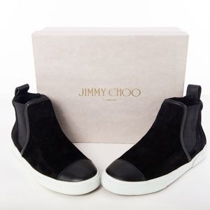 Jimmy Choo Della Black Suede/Shearling Sneakers